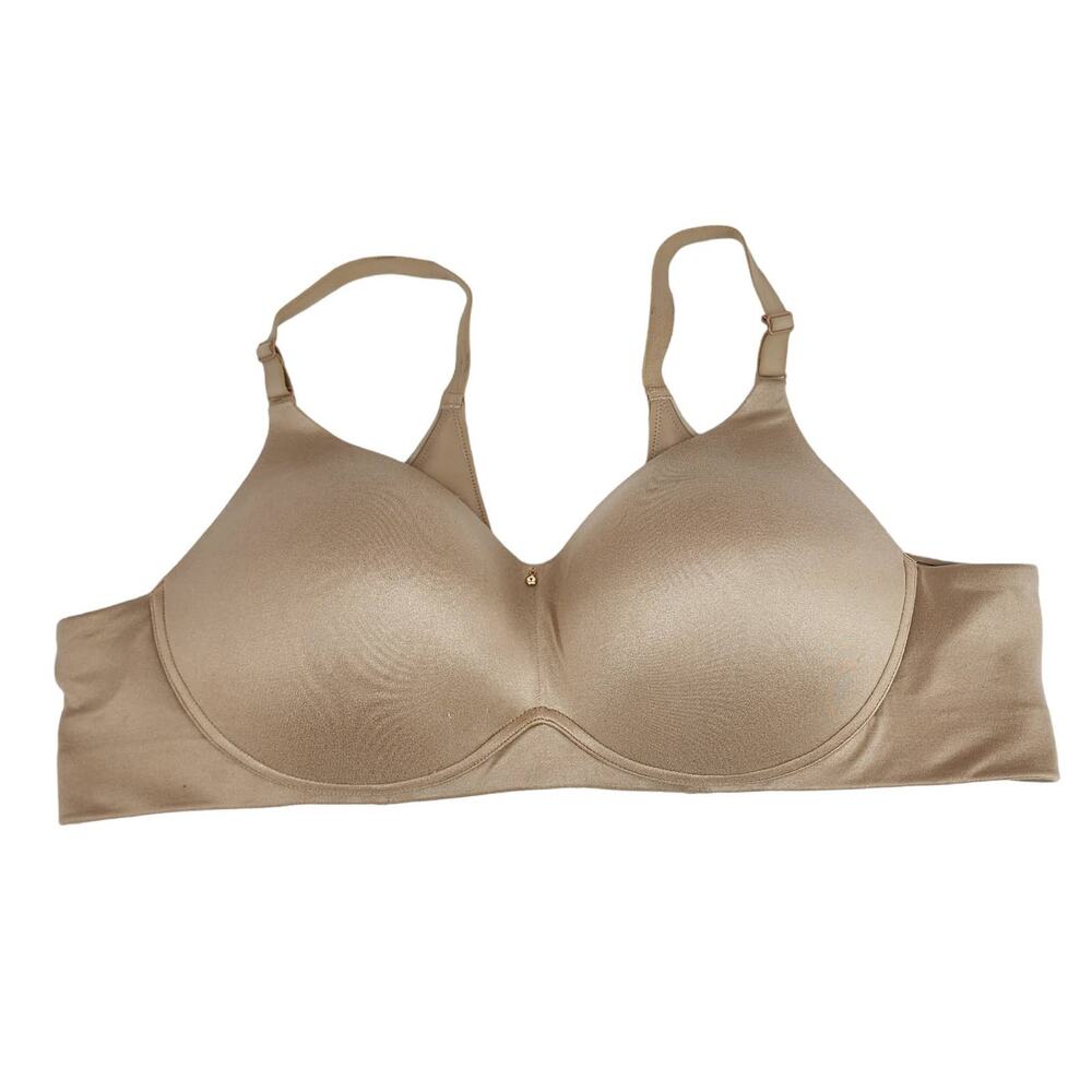 Cacique Lightly Lined No-Wire Full Coverage Back Closure Tan Bra Size 46B